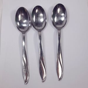 Vintage Utica Cut. Co. Japan‎ stainless oval soup spoon set 3 swirl UTI51 Cut co